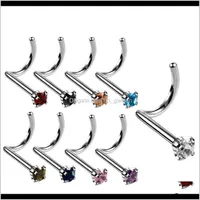 Jewelry Colorful Zircon Ring Stainless Steel Studs Hooks Bar Pin Nose Rings Body Piercing Jewellery Ubsgr