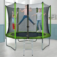 Trampoline ronde de 10 pieds pour enfants avec filet de boîtier de sécurité, trampoline arrière-cour arrière avec échelle, vert A03