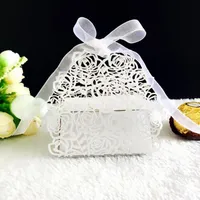 Favor Holders Laser Cut Hollow Candy Boxes Carriage Gift Bags Box With Ribbon Wedding Favor Party Supplies