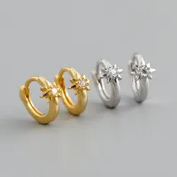 Mix Design Pure 925 Sterling Zilveren Charm Goud Kleine Hoop Oorbellen Sieraden Womens Birthday Geschenken Japanse Sieraden Mode CZ Diamond Earring