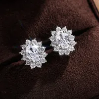 6 Color Flower Zircon 925 Sterling Silver Woman Stud Earrings Fashion Exquisite Stones Flowers Lovely Princess Jewelry