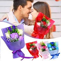 Gifts for women Mother&#039;s Day Simulation Flower Holding Bouquet 6 Rose Soap Bouquet Gift Box Mother&#039;s Day Gift Decor Party Wedding Dried Flowers Y211229