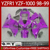 OEM Tous les kit de corps violet pour Yamaha YZF-1000 YZF-R1 YZF 1000 CC R 1 1998 1999 2000 2001 Bodywork 82NO.135 YZF R1 1000CC 98-01 YZF1000 YZFR1 98 99 00 01 Catériel de la moto