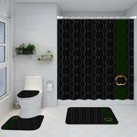 أزياء مخطط المطبوعة حمام الحصير المنزل الحمام للماء دش الستائر المرحاض غطاء الحصير أربعة قطعة مجموعة
