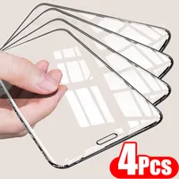 4 unids Cubierta completa de vidrio templado para iPhone 11 12 13 Pro Protector de pantalla PRO MAX FIT XS XR 6 7 8PLUS Película de gafas protectoras