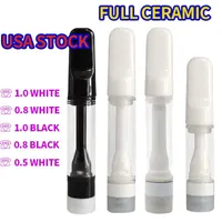USA STOCK Full Ceramic Cartridges D8 Atomizers 1.0ml Premium Extracts Disposable Vape Pen Ceramics 510 Thread Cartridge Concentrates Packaging ECigs Pens