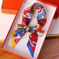 4 colores mezcla diseño mágico mano bufandas pequeña seda bufanda kerchief cinturón pañuelo de cuello impresión mango bolsa cinta mujeres mujeres envueltas