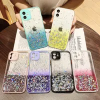 Fashion Designer Clear Bling Sequin Glitter Mobile Phone Cases for iPhone 11 12 13 Pro Max Fundas Para Shockproof Water Resistant Dirt-resistant Transparent Case