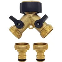 Watering Equipments Heavy Duty Brass Connector,Two Way Tap Manifold Garden Hose With 2 X3/4 Inch Water Connection