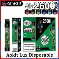 100% аутентичные Aokit LUX одноразовые устройства сигареты 2600 слойки 8.5 мл предварительно заполненные подружки Vape 1350mah betaity uditiable randm выключатель
