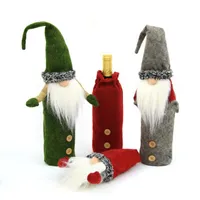 크리스마스 놈들 와인 병 커버 수제 스웨덴어 Tomte Gnomes 산타 클로스 병 toppers 가방 휴일 홈 장식