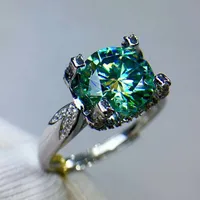 Cluster Rings Mdina Ankunft 1 Grün Moissanit Diamant Blume Einfacher Ring für Frauen 925 Sterling Silber Feiner Hochzeit Schmuck