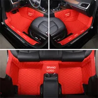 カスタムフィットカーアクセサリー車のマットの防水PUレザーの環境に優しい素材Ford BMW VW Polo Redのためのロゴのデザインが付いている車のフルセットカーペット