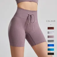 Bayan Eşofman Yoga Şort Luoulu Yüksek Bel Koşu Şort Konu Güçlü Streç Naylon Kısa Pantolon Cepler Lady Spor Dikişsiz Kalça Kaldırma Taytları Kısa