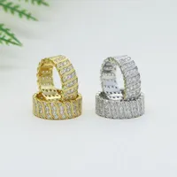 Wedding Rings Iced Out Bling 5A Cubic Zirconia Baguette Cz Eternity Band Engagement Jewelry For Women Girl Charm Leaf Shaped Party Gifts