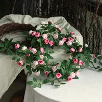 Flores decorativas guirnaldas flor artificial seda hoja de rosa guirnalda vid hiedra flota fiesta boda jardín halloween navidad de vacaciones