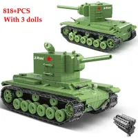 WW2 KV-1 KV-2 Schwere Tank Ziegel Set Sowjet Russland Military Panzer Tanks Bausteine ​​Armee DIY Figur Spielzeug Geschenke für Kinder Q0624