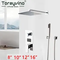 Chrome luxe badkamer muur gemonteerde doucheset Grifo Lavabo Regenvalhoofd met handventielscherm Mixer Tap sets