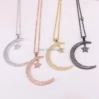 Pendant Necklaces 10 Strands Zyunz Micro Pave CZ Star And Crescent Moon Copper Charms Pendants Jewelry