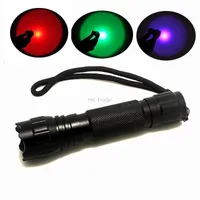 Groen / rood / blauw / UV LED-licht 300 Lumen Xpe Lanterna Mini Torch voor Outdoor Hunting Tactical FlashLights Torches