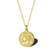Łańcuchy ze stali nierdzewnej Delikatna moneta Queen Elizabeth Złoty Tag Wisiorek Naszyjnik Anglia Court Jewelry Prezent dla niego
