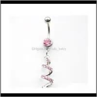 D00131 2 Piercing Body Jewelry Style Belly Ring Clear Różowy Kolory Kamień Drop I9iOo QX7V8 Bell Button Pierścienie J85VS