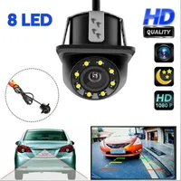 Bil Bakifrån Kamera 8 LED Runda Back up Natt Vision Reversering Auto Parkering Monitor 170 graders Bakövare Kameror Sensorer