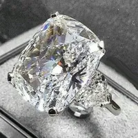 Sparkling vintage gioielli coppia anelli 925 argento sterling grande taglio ovale taglio diamante anello nuziale anello da sposa set regalo