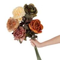 Dekoratif Çiçekler Çelenkler 7 adet Sahte Tek Kök Sonbahar Şakayık 28 "Uzunluk Simülasyon Yağlıboya Peonia Düğün Ev Yapay için