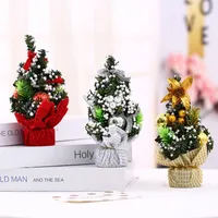 Decoraciones navideñas Mini árbol Copos de nieve Artificiales Decoración de escritorio Cedar Ornamentos Festival Mesa para el hogar Maigo