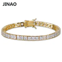 Jinao 1 rangée 6mm hip hop plaqué or micro pave aaa cubique zirconia glacé eld extérieur bling bracelet cadeau