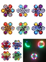 LED Luminous Tie-dye graffiti gyro Push Simple Dimple Toys Plus 6-8 Sides Finger Play Game Anti Stress Spinner Colorful rotating wholesale
