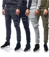4 цвета мужские брюки спортивные застежки на молнии карманный дизайн плотно подходят брюки стиль хип-хоп вскользь мода
