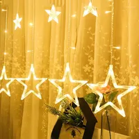 Party Decoratie 12 stks LED Star Moon Gordijn Lichten Kerst Garlands String Fairy Outdoor voor Thuis Bruiloft Holiday Year Decor