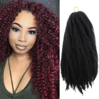 18 pouces African Marley Braids ombre Synthetic Braiding Yaki Hair Extensions en vrac Black Brown Crochet pourpre Cheveux