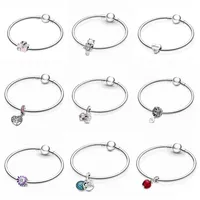 Mc Genuine Silver Color Bracelets for Women Diy Jewelry Charms Beads Fit Pandora Original Flower Dog Cat Heart Bead