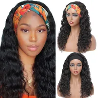 Human hair Headband Wig Straight Body Deep Water Natural Wave Afro Jerry Kinky Curly For Black Women Brazilian Virgin Remy Glueless None Lace Closure Front Wigs
