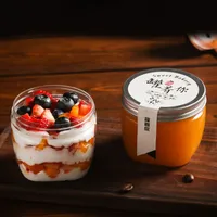 330ml Klarer Haustier-Lebensmittel-Paket-Glas mit Aluminiumkappe Eiscreme-Mousse-Kuchen-Kasten-Container für Party-Dessert-Lieferungen