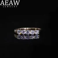 디자이너 링 AEAW 14K 화이트 링 골드 0.1CT 3mm 총 0.5ctw DF 라운드 컷 약혼 Moissanite Lab 여성용 다이아몬드