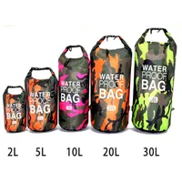 PVC Camouflage Waterproof Backpack Portable Outdoor Sport Rafting Bag River Tracing Swiming Bucket Dry Bag 2L 5L 10L 15L 20L 30L Q0721