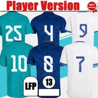 Version du joueur Camiseta Soccer Maillots 3ème Vert 2021/2022 Home Shirt Soccer Hommes Adulte Away Football Uniforme Cirtillon à manches courtes personnalisées