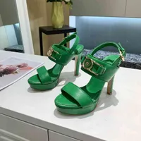 Designer Women High Heels Sandals Fashion Toe Slippers Horsebit Slides Party Wedding Pumps WITH Box