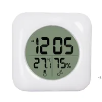 패션 화이트 LCD 새로운 방수 샤워 욕실 벽 시계 온도 온도계 습도계 미터 게이지 모니터 습도 rre11116