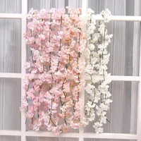 Decorative Flowers & Wreaths 180cm LINMAN Cherry Blossom Vine Lvy Wedding Arch Decoration Layout Home Party Rattan Wall Hanging Garland Wrea