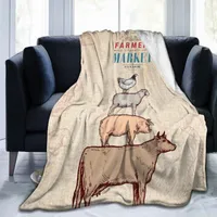 Flanelle couverture ferme animaux agriculteurs affiche légère mince lavage mécanique chaudix couvertures douces jeter sur canapé-lit patchwork