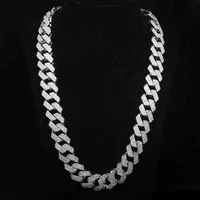 AEAW 18 tum 925 Sterling Silver Setting Iced Out Moissanite Diamond Hip Hop Cuban Link Chain Miami Halsbandsmycken för Mens X050310Q