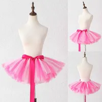 Kjolar kvinnor tripplar lager mesh solid färg slips band båge puffy kjol ballerina tjej dans mini koreansk stil pläterad