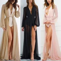 Casual Dresses 2021 Pareo Beach Cover Up Kvinnor Klänning Solid Bikini Badkläder Robe de Plage Wear Cardigan Badräkt