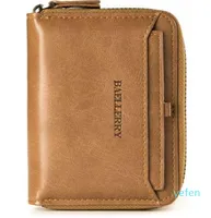 Mens Leather Business Wallet with COINS POCKET Zipper Purse ID Card Holder