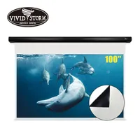 Vividstorm 100-calowe Slimline Tablisted Projector Screen Automatyczne rozwijane film w kinie domowym Portable HD All White Pvc Cinema
